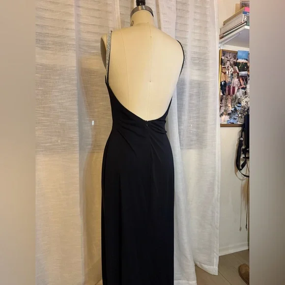 Vintage Black Cache Dress w/ Rhinestones - Picture 5 of 7